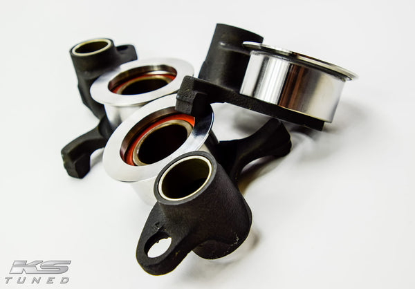 H22 Tensioner Pulley with Walk Blocker Installed