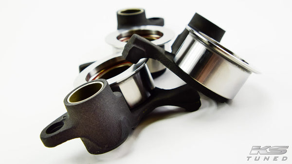 H22 Tensioner Pulley with Walk Blocker Installed